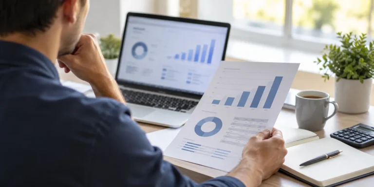 Reviewing a guest post budget and pricing options at a desk