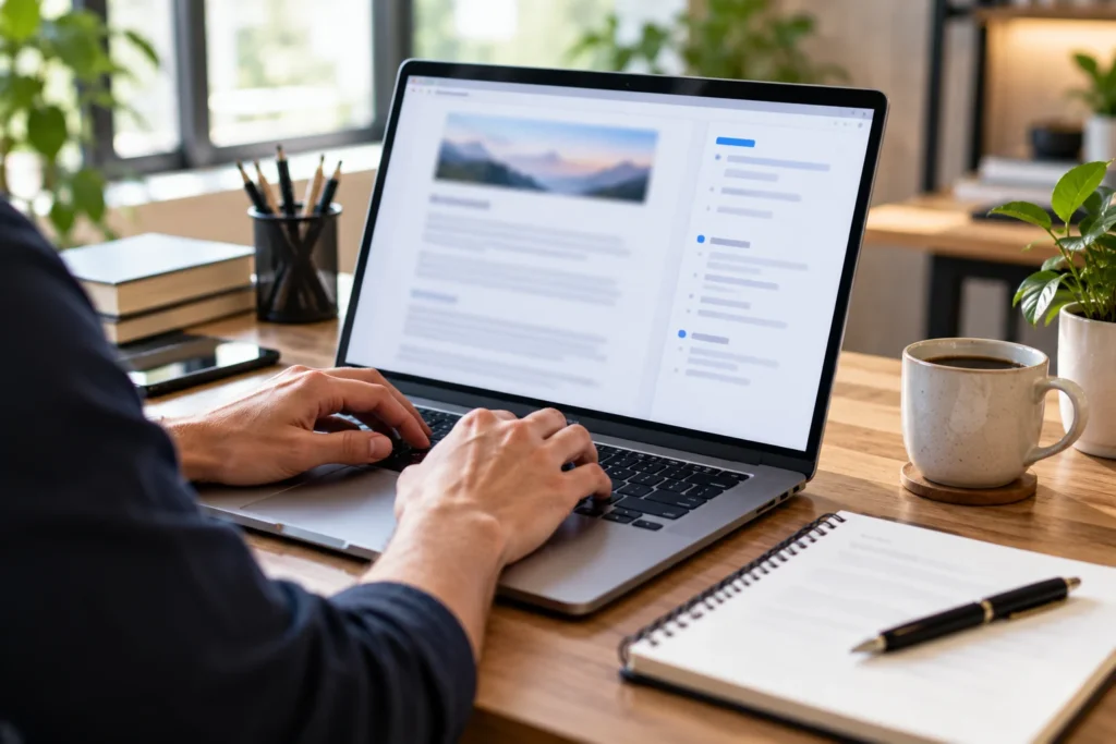 Writer preparing a guest post according to editorial guidelines